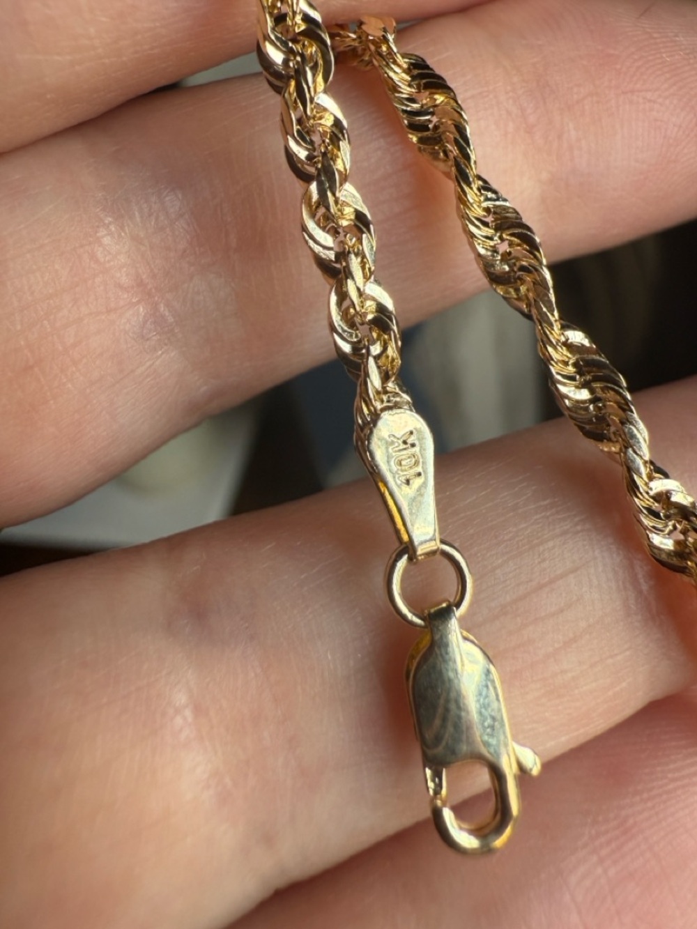 New 10kt Real Gold Rope Bracelet 3mm 8 Inches